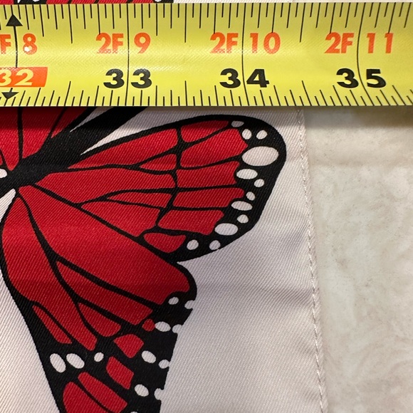 Fab like new Echo 34.5” square scarf red butterflies - Picture 6 of 6